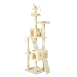 4Paws Cat Tree Scratching Post House Furniture Bed | Luxury Plush Play | 200cm | Beige