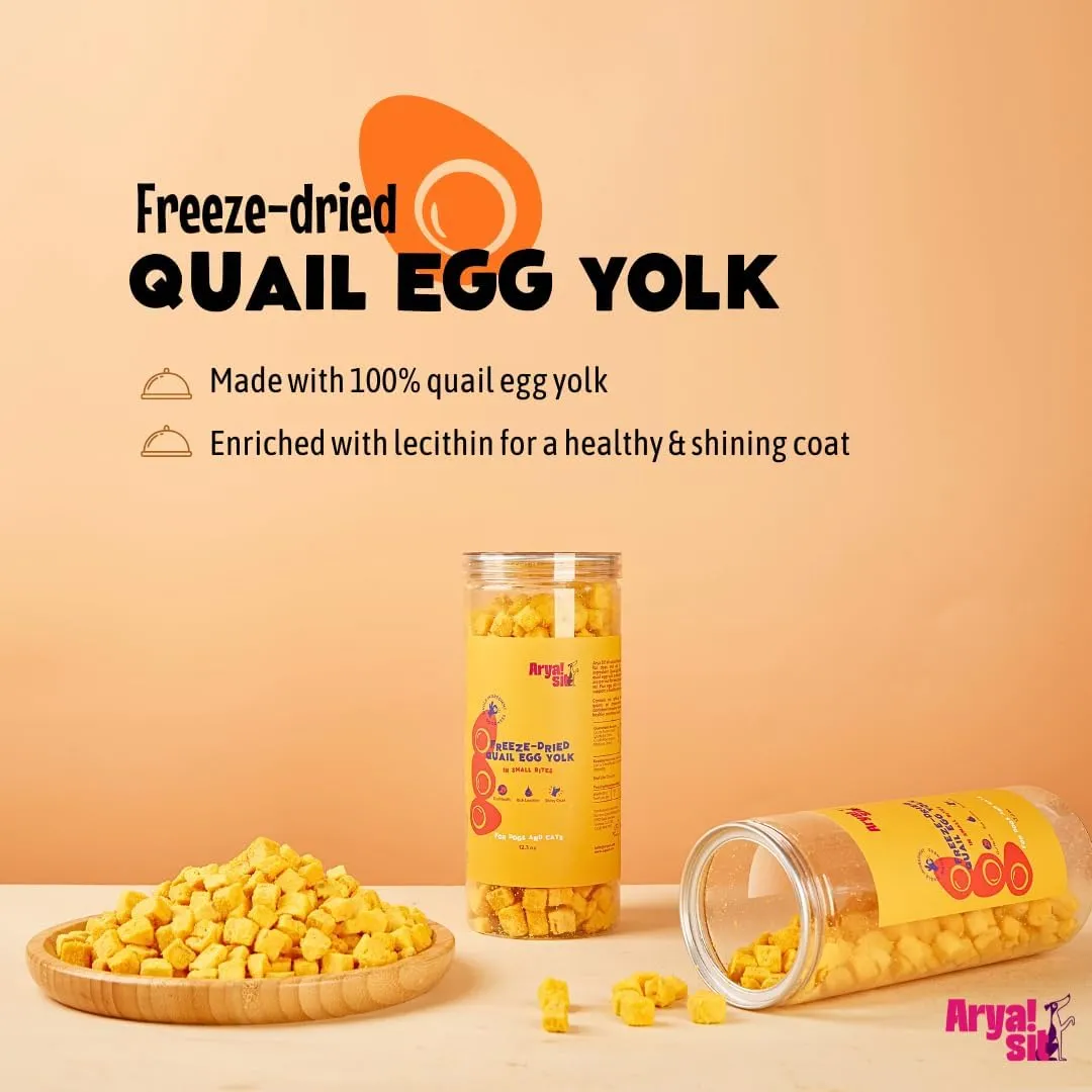 Arya Sit Freeze-Dried Treats Quail Egg Yolk in Small Bites for Dogs & Cats, 12.3-oz