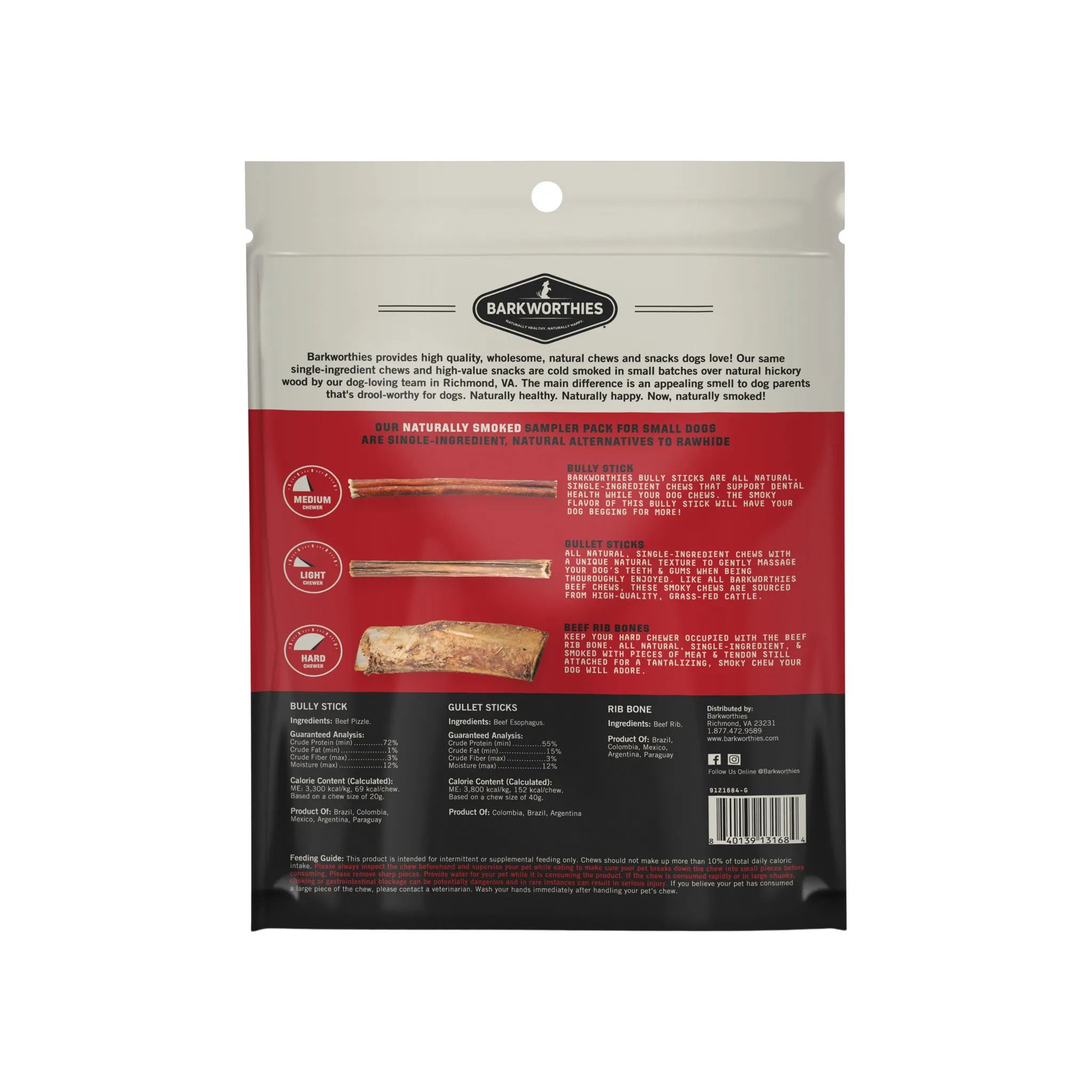 Barkworthies Naturally Smoked Sampler Variety Pack Dog Chews