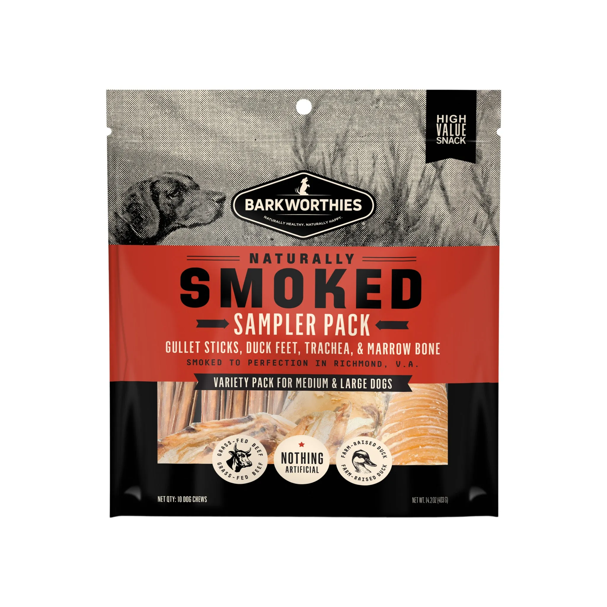 Barkworthies Naturally Smoked Sampler Variety Pack Dog Chews