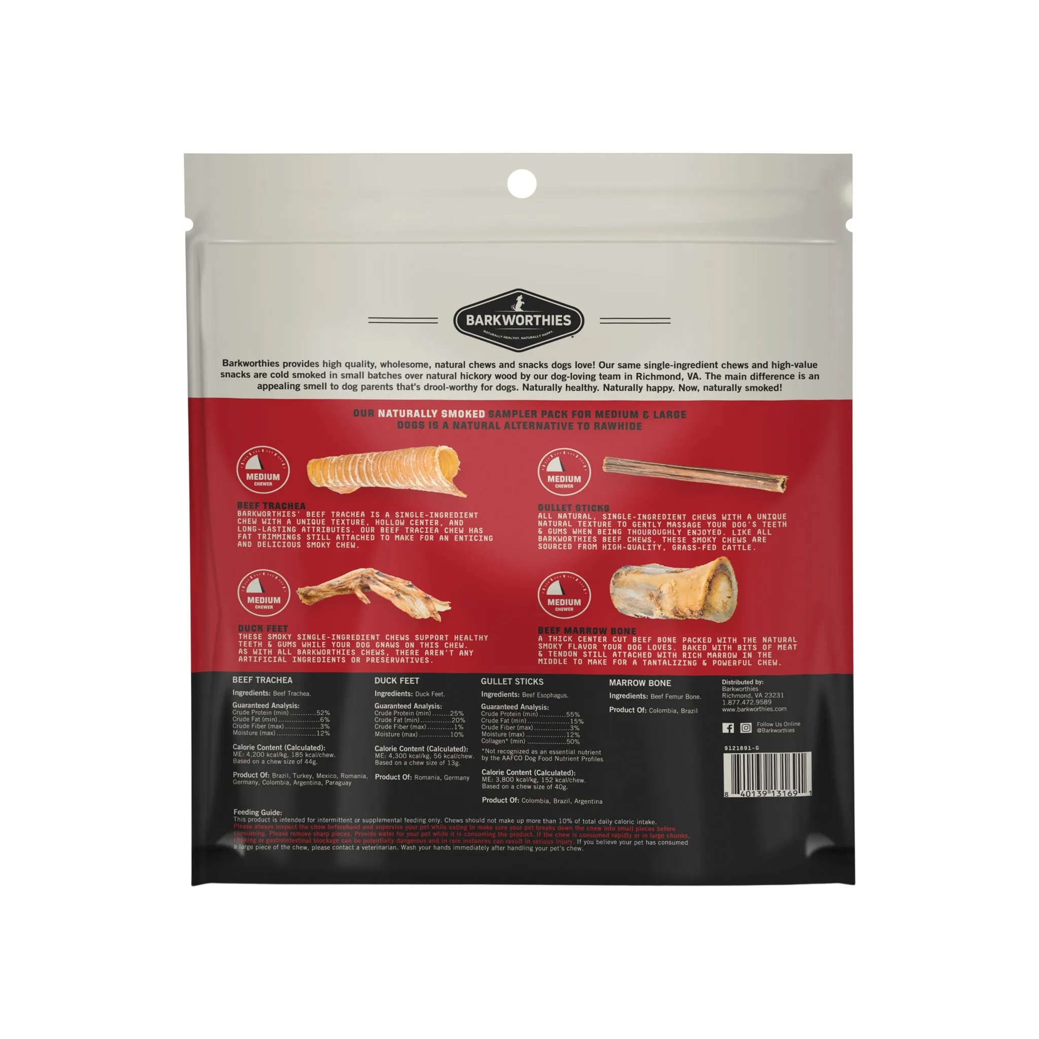 Barkworthies Naturally Smoked Sampler Variety Pack Dog Chews
