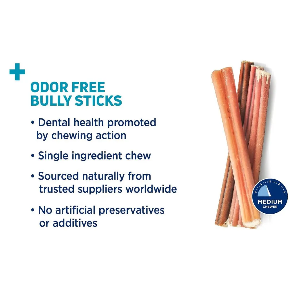 Barkworthies Odor-Free American Bully Sticks Treats For Dogs  12", 1ct