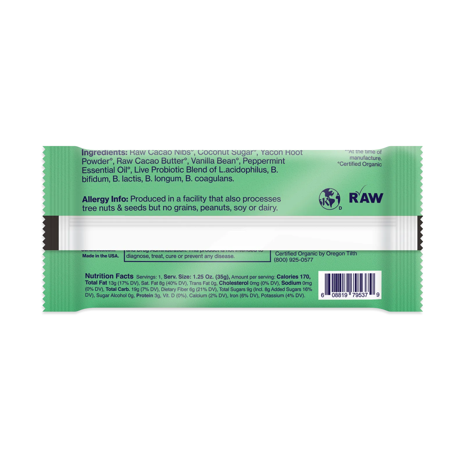 Better Biome Bar - Probiotic Chocolate Bar - Mint