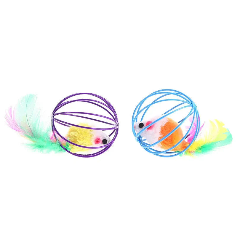 Colourful Feather Mouse Toy for Cats 6cm
