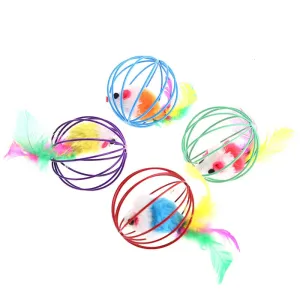 Colourful Feather Mouse Toy for Cats 6cm