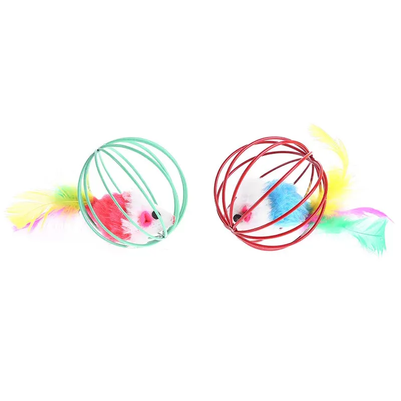 Colourful Feather Mouse Toy for Cats 6cm