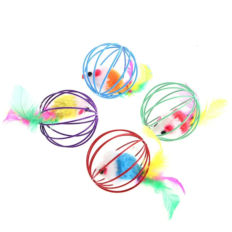 Colourful Feather Mouse Toy for Cats 6cm