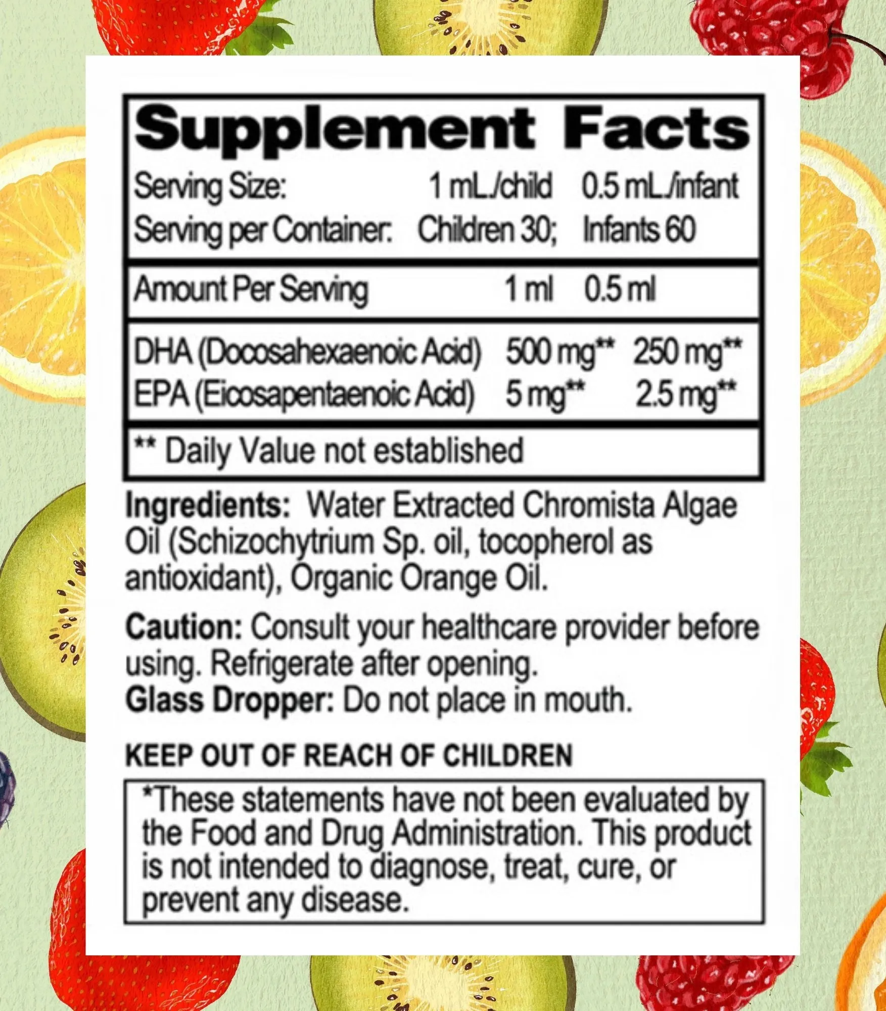DHA Omega 3 for Kids, Toddlers & Infants - Vegan, Vegetarian, Non-GMO, Fish Oil Alternative, Organic Orange Flavor, 30-60 Servings