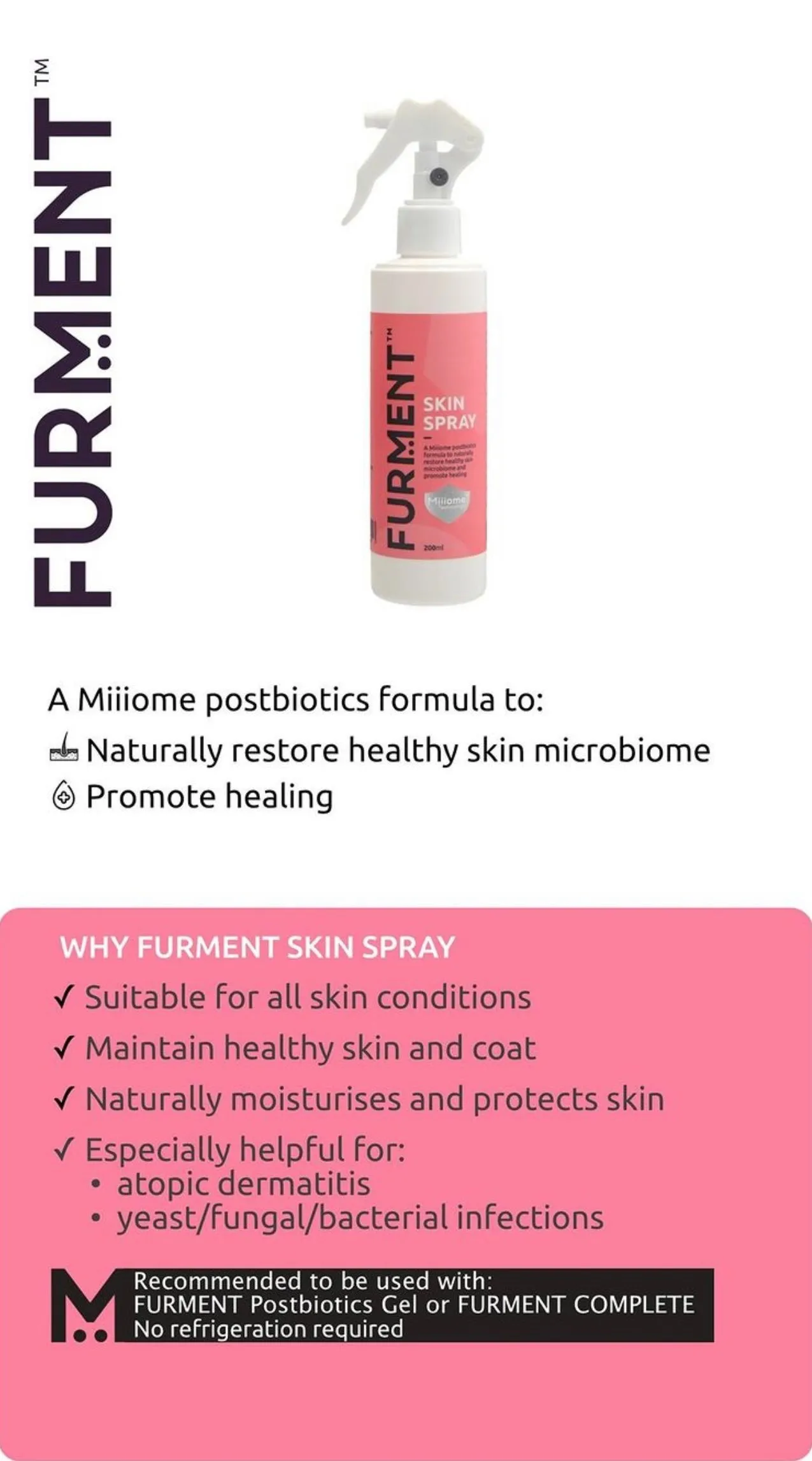 Dog Supplement Gut Support, Furment Skin Spray