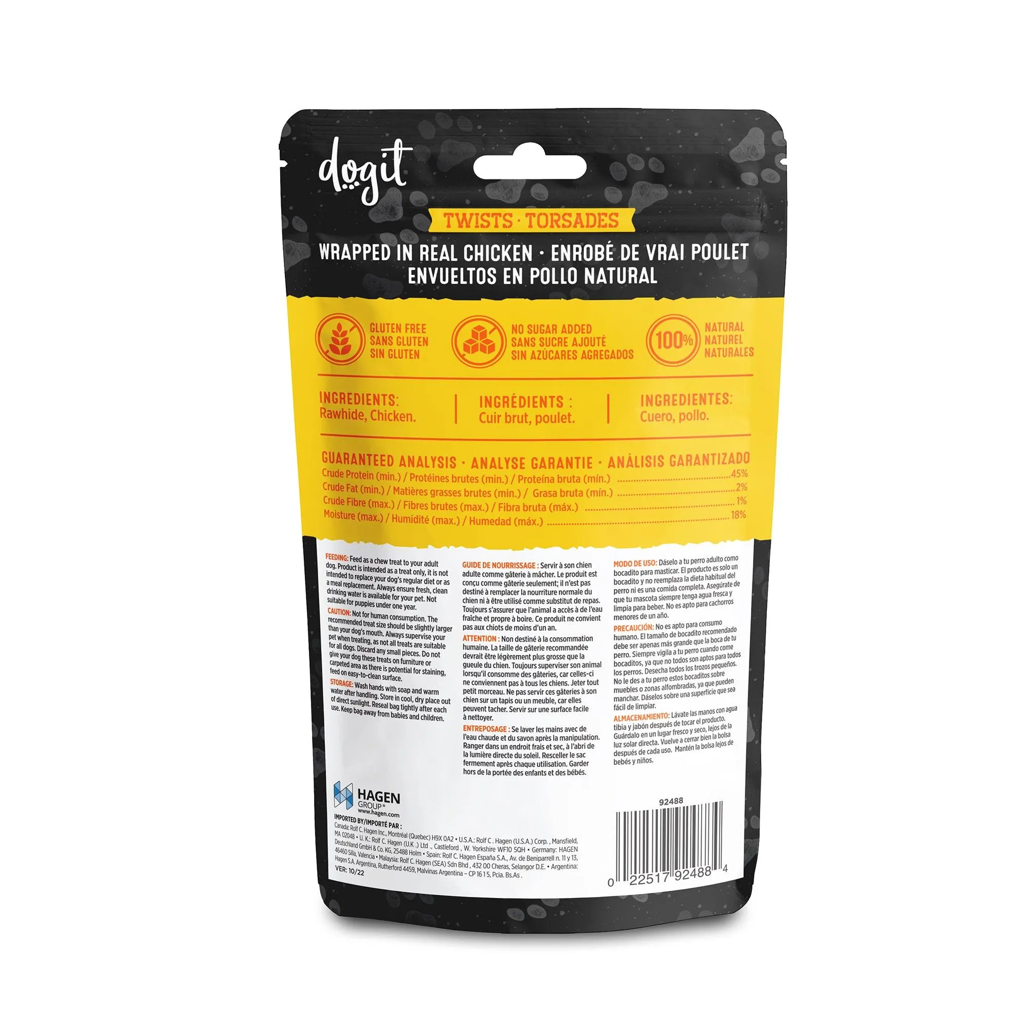 Dogit Snack Bar Dog Treats Chicken Rawhide Twist