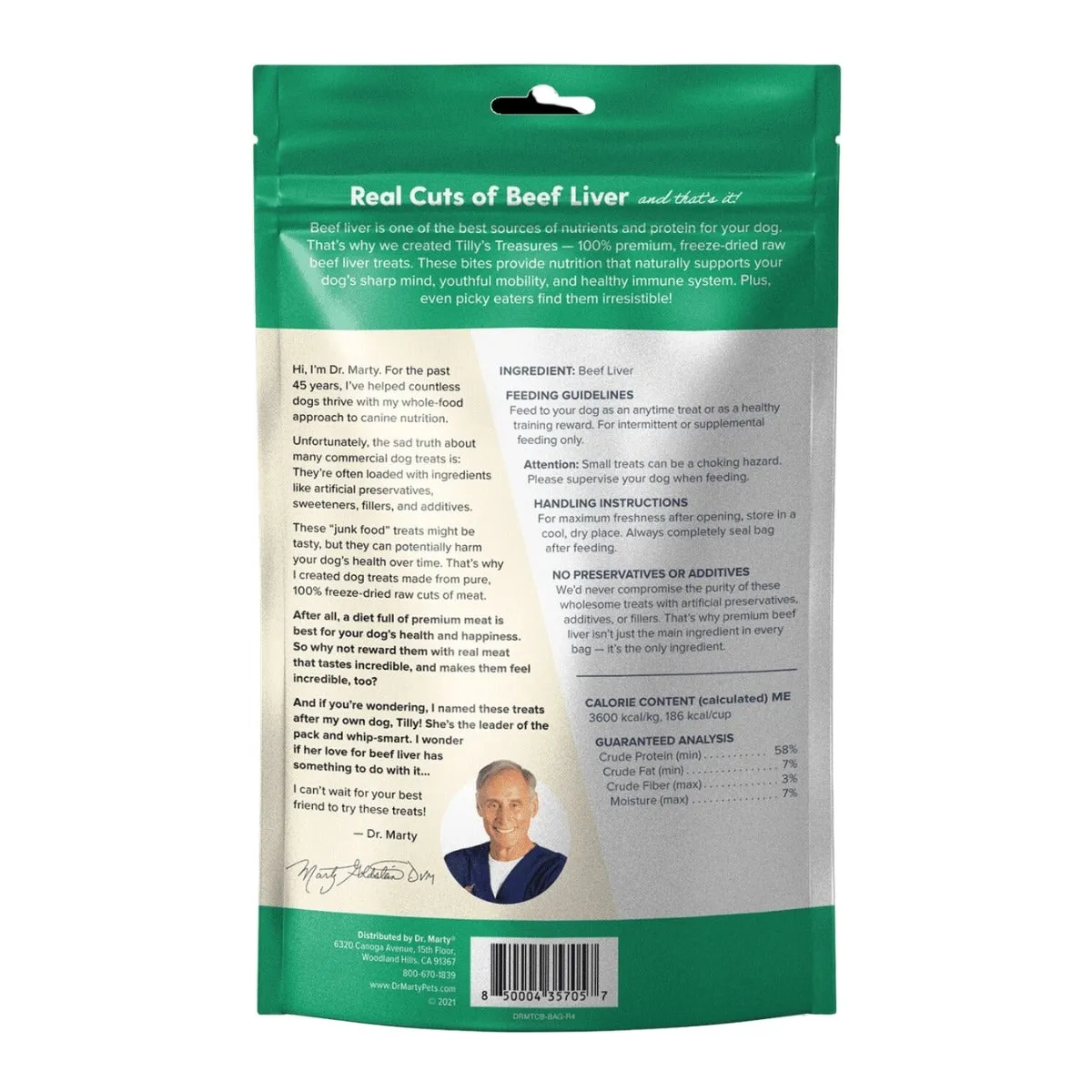 Dr. Marty Tilly's Treasures Beef Liver Dog Treats 4oz