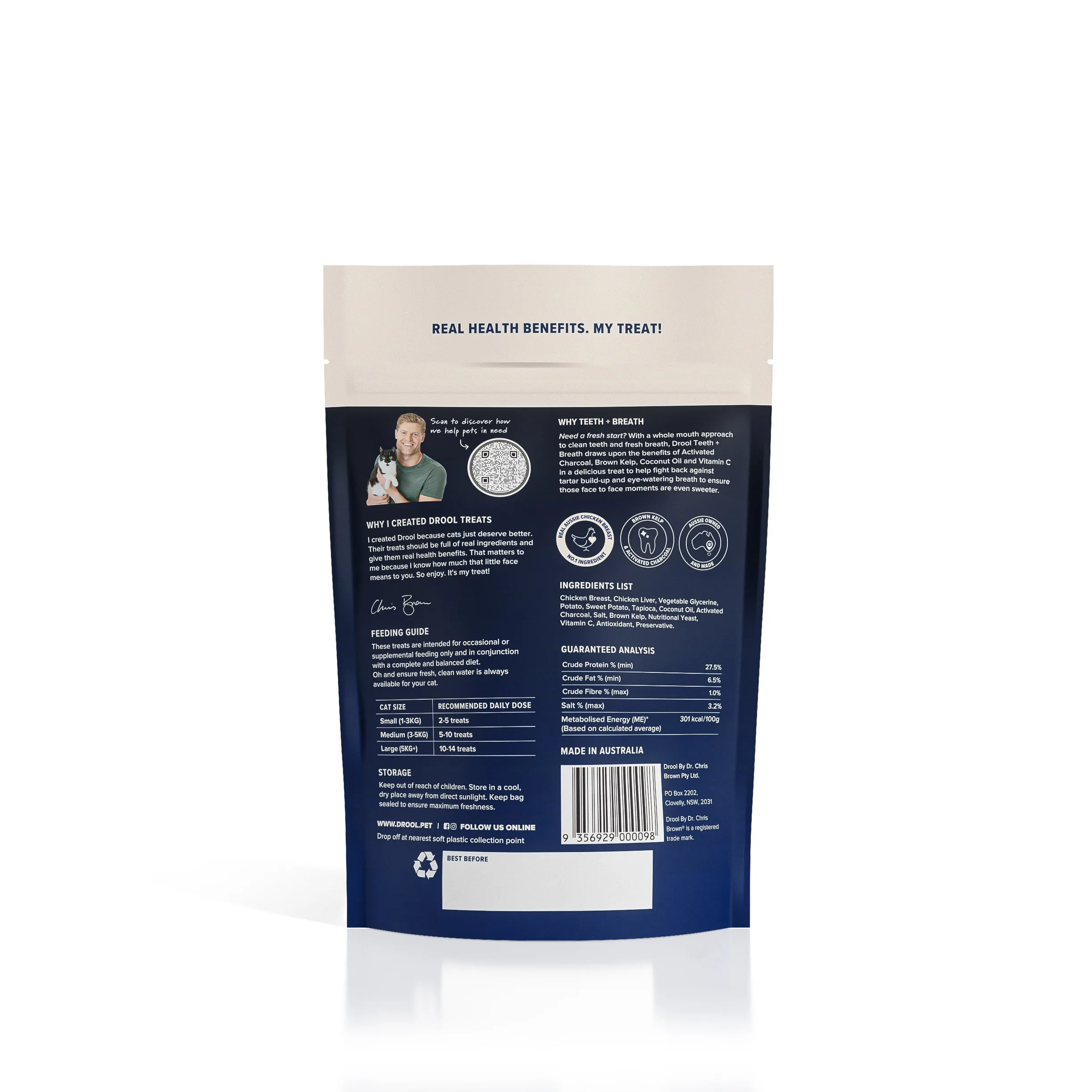 Drool by Dr Chris Brown Cat Teeth   Breath Cat Treats 60g