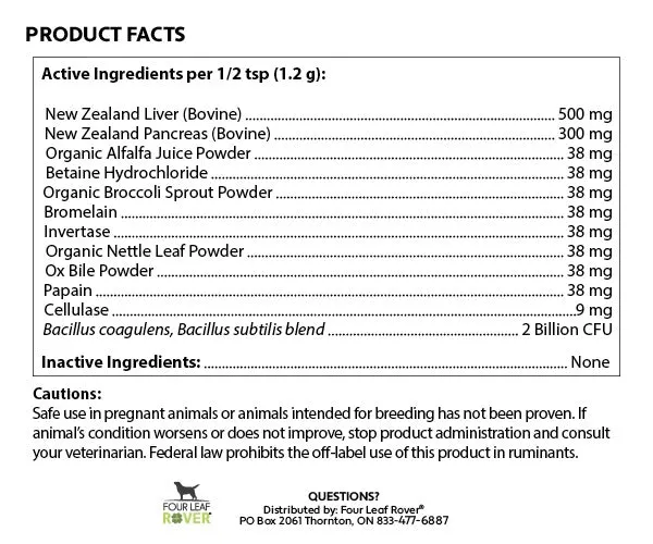 Four Leaf Rover Digest Enzyme & Probiotic 1.3oz