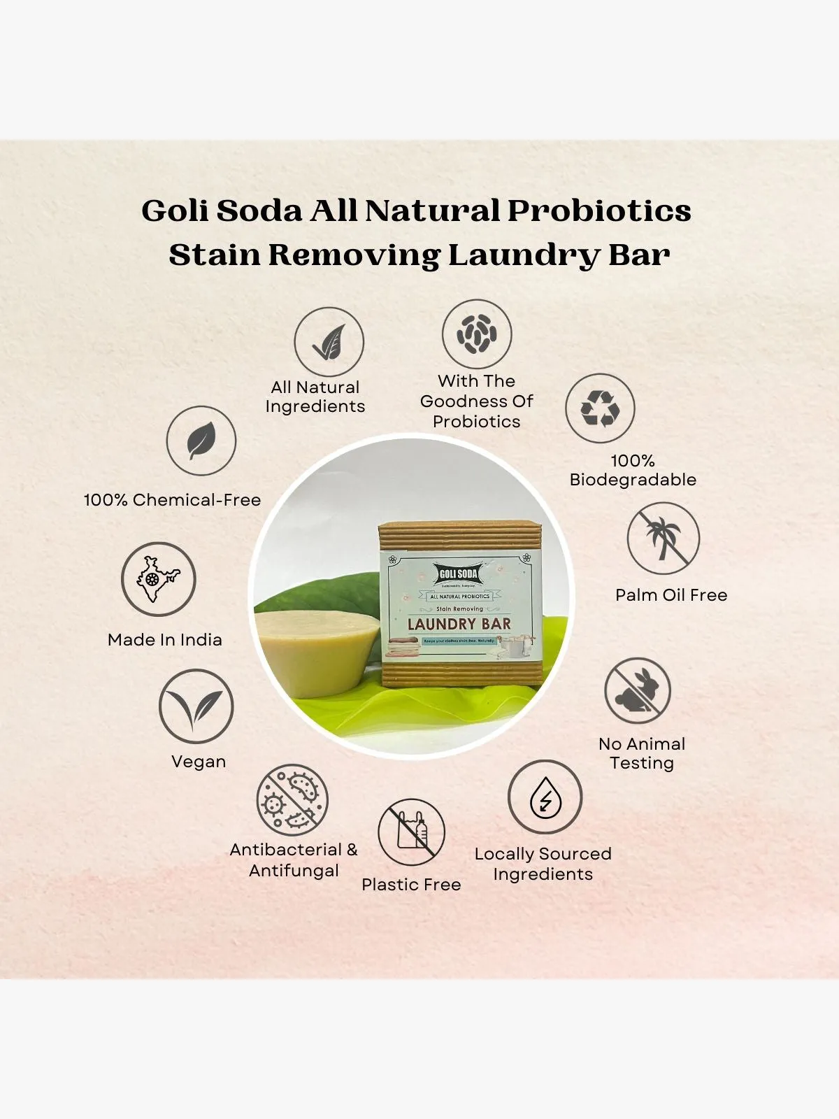 Goli Soda All Natural Probiotics Stain Removing Laundry Bar (Pack Of 3)