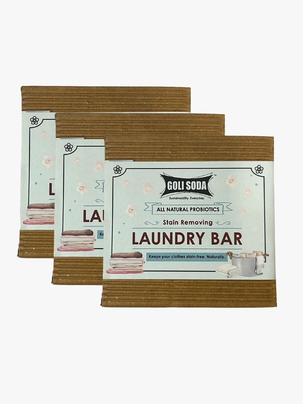 Goli Soda All Natural Probiotics Stain Removing Laundry Bar (Pack Of 3)