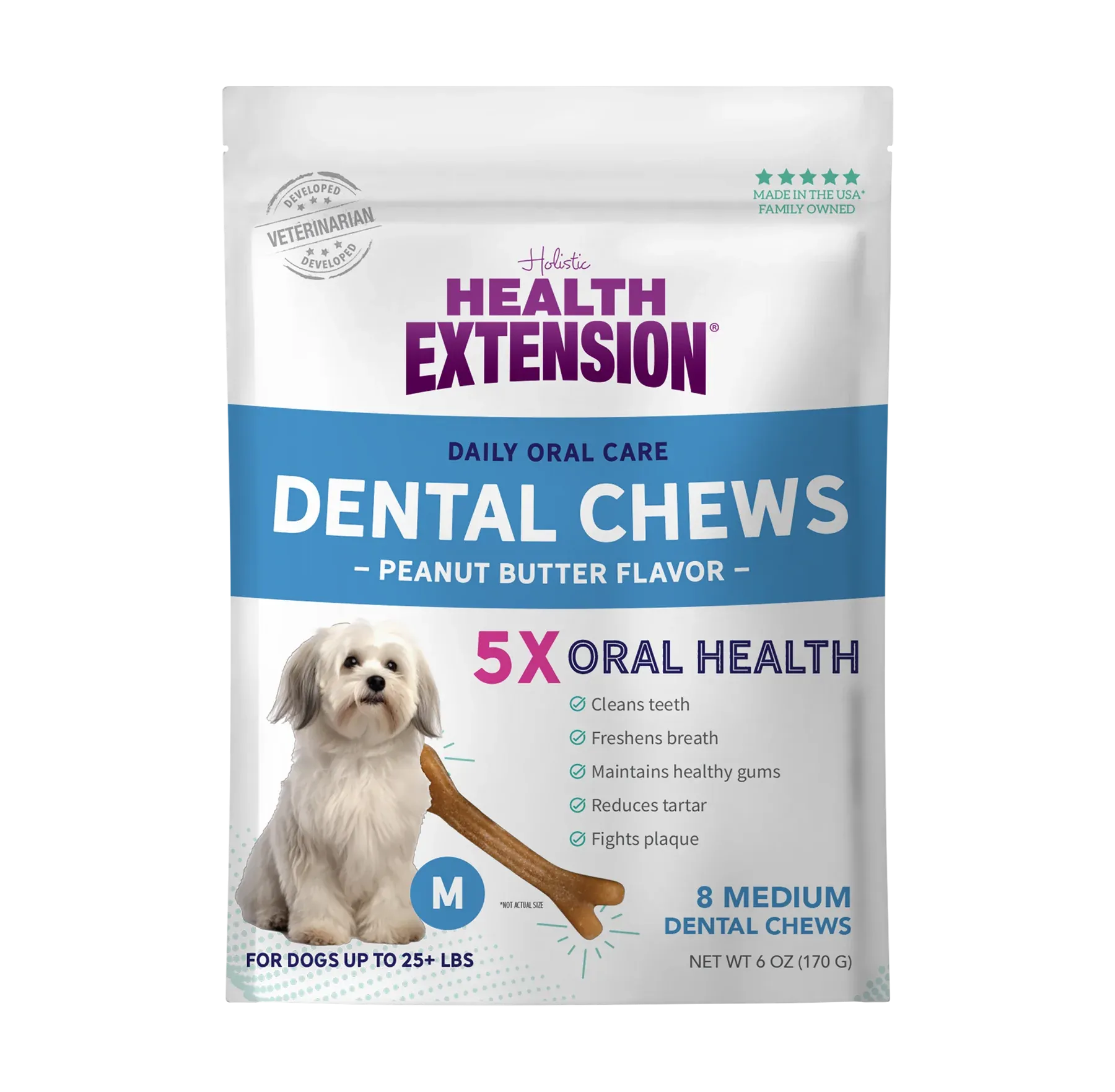 Health Extension Peanut Butter Flavor Dental Chews For Dogs