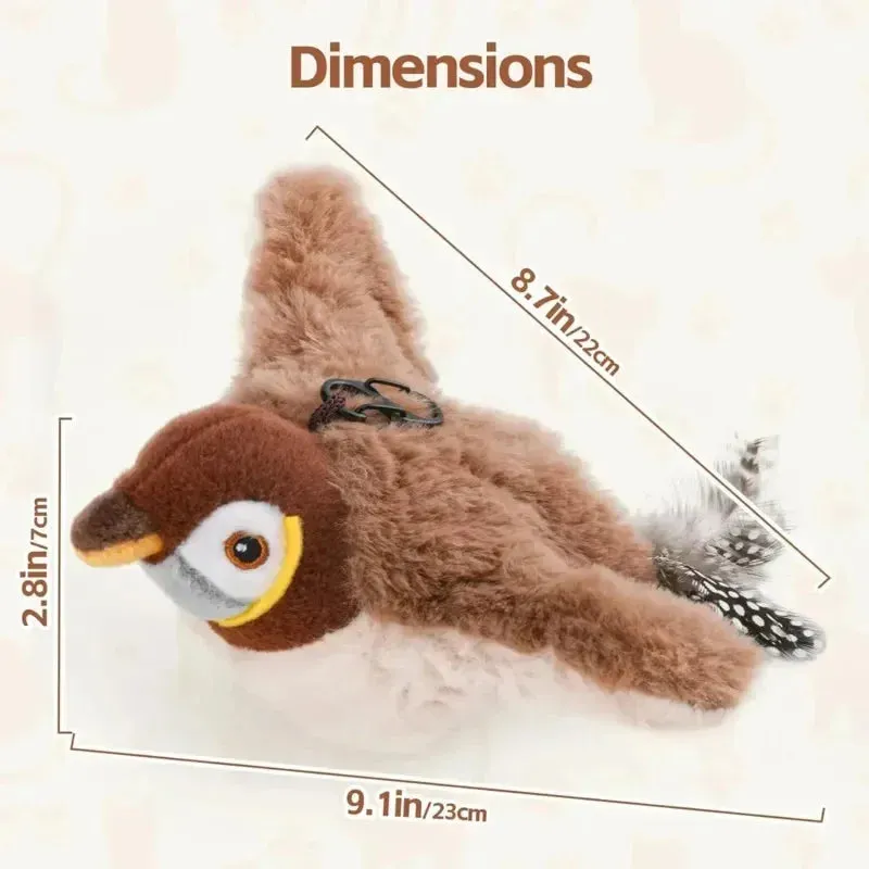 Interactive Rechargeable Cat Toy : Chirping Flapping Animals with Catnip