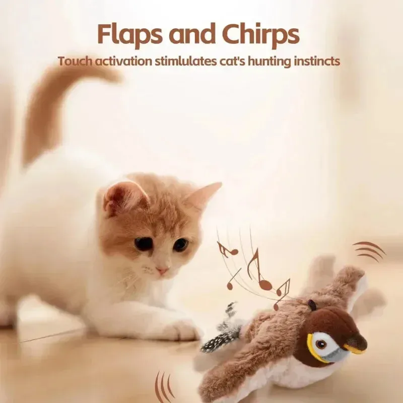 Interactive Rechargeable Cat Toy : Chirping Flapping Animals with Catnip