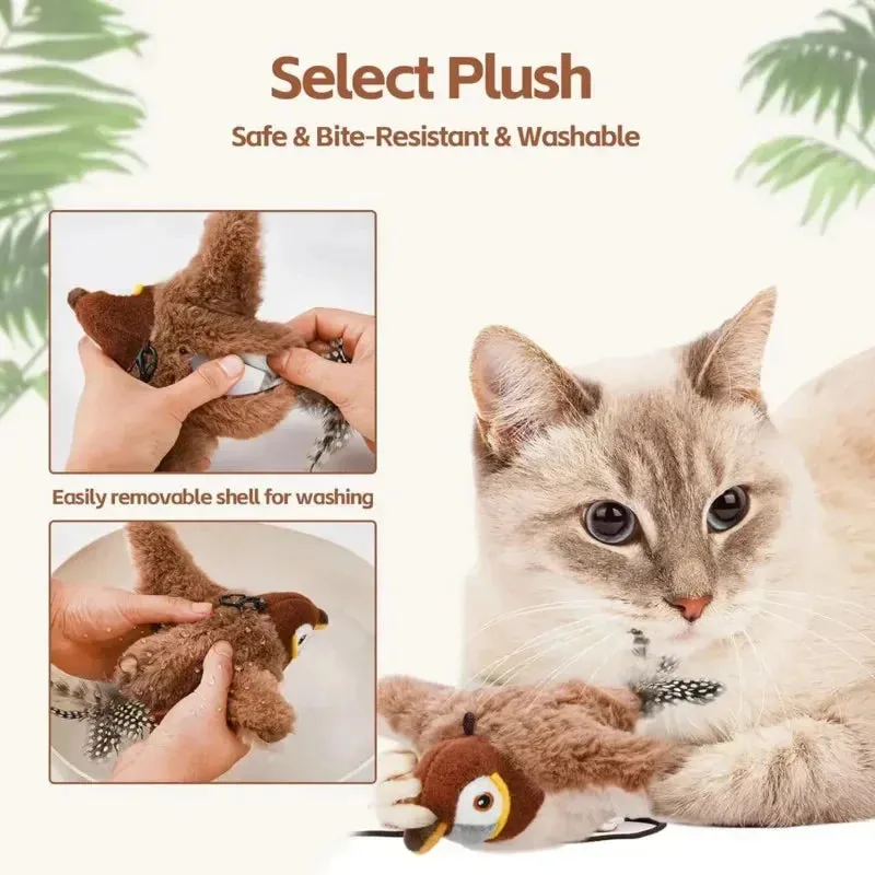 Interactive Rechargeable Cat Toy : Chirping Flapping Animals with Catnip