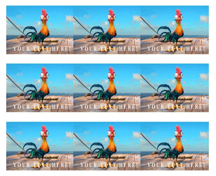 Moana hei hei chicken - Edible Cake Topper, Cupcake Toppers, Strips