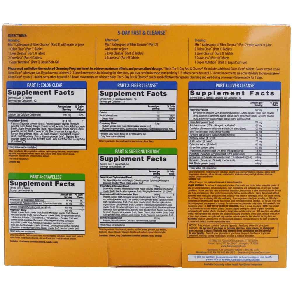 Nature's Secret 5-Day Fast & Cleanse 5-Part 5-Day Program