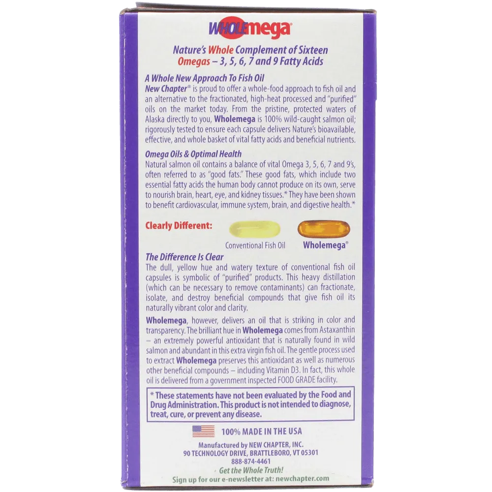 New Chapter Wholemega Whole Fish Oil Extra-Virgin Wild Alaskan Salmon