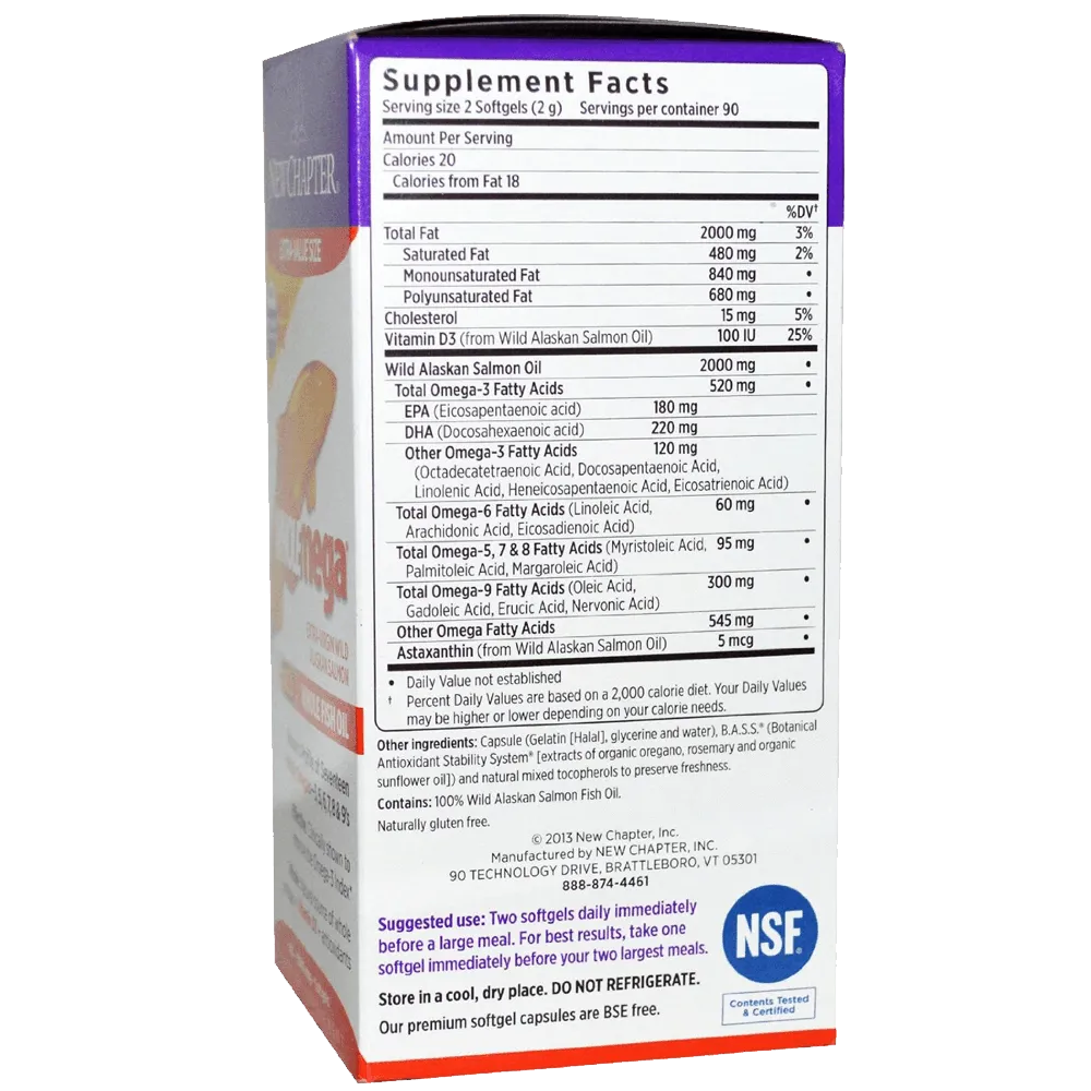 New Chapter Wholemega Whole Fish Oil Extra-Virgin Wild Alaskan Salmon
