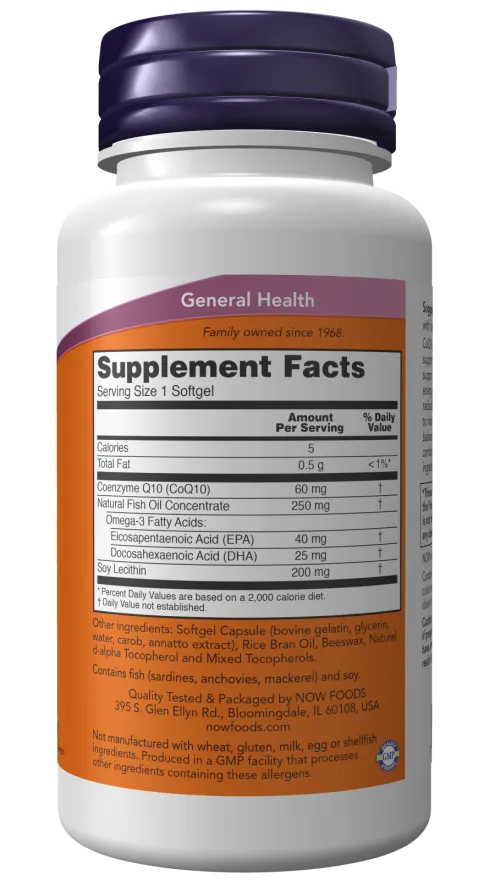 Now CoQ10 With Omega-3 Fish Oil 60mg