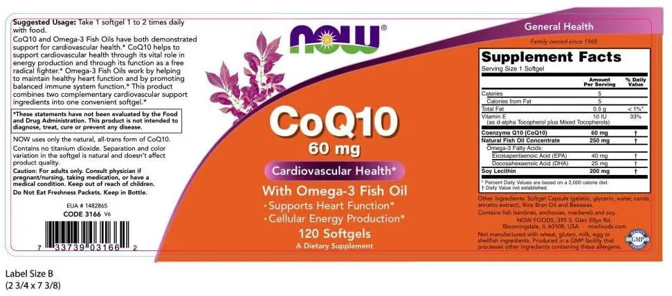 Now CoQ10 With Omega-3 Fish Oil 60mg