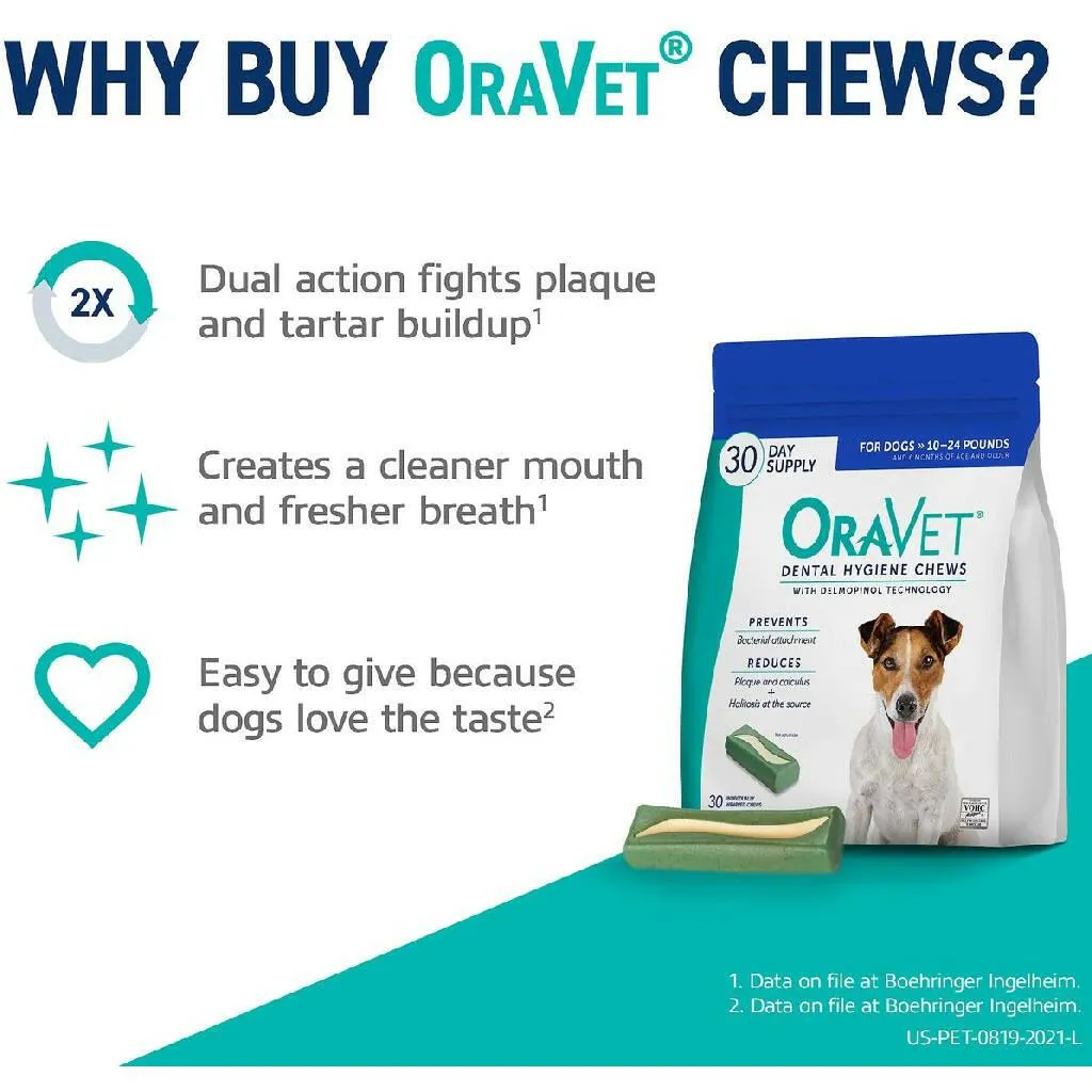 ORAVET Dental Hygiene Chews For Small Dogs 10-24 lbs