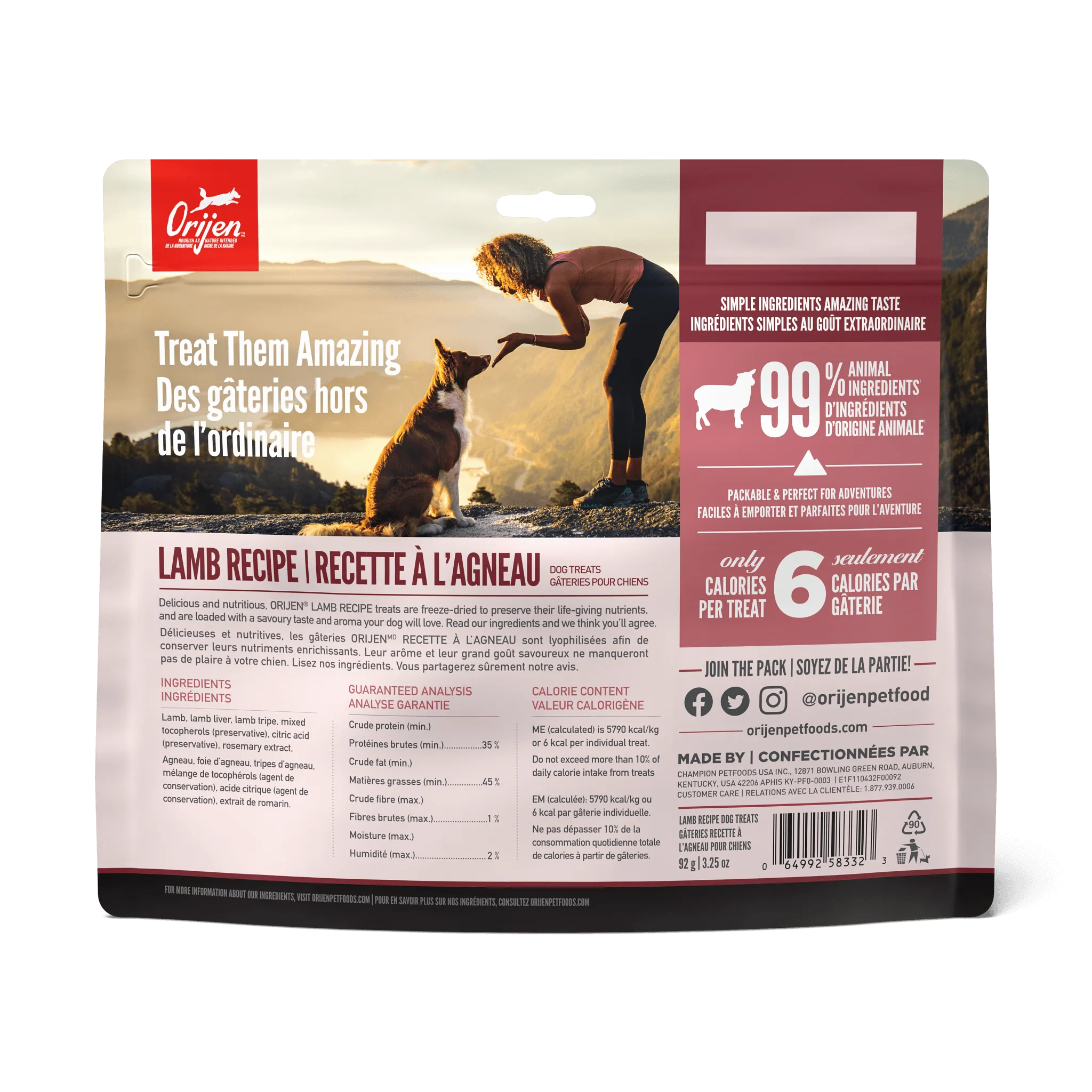 Orijen Freeze-Dried Dog Treats Grass-Fed Lamb Formula