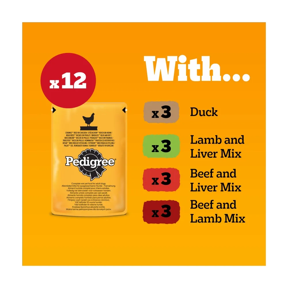 Pedigree Wet Dog Food Pouches (Adult) - Farmer's Selection In Gravy 12x100g