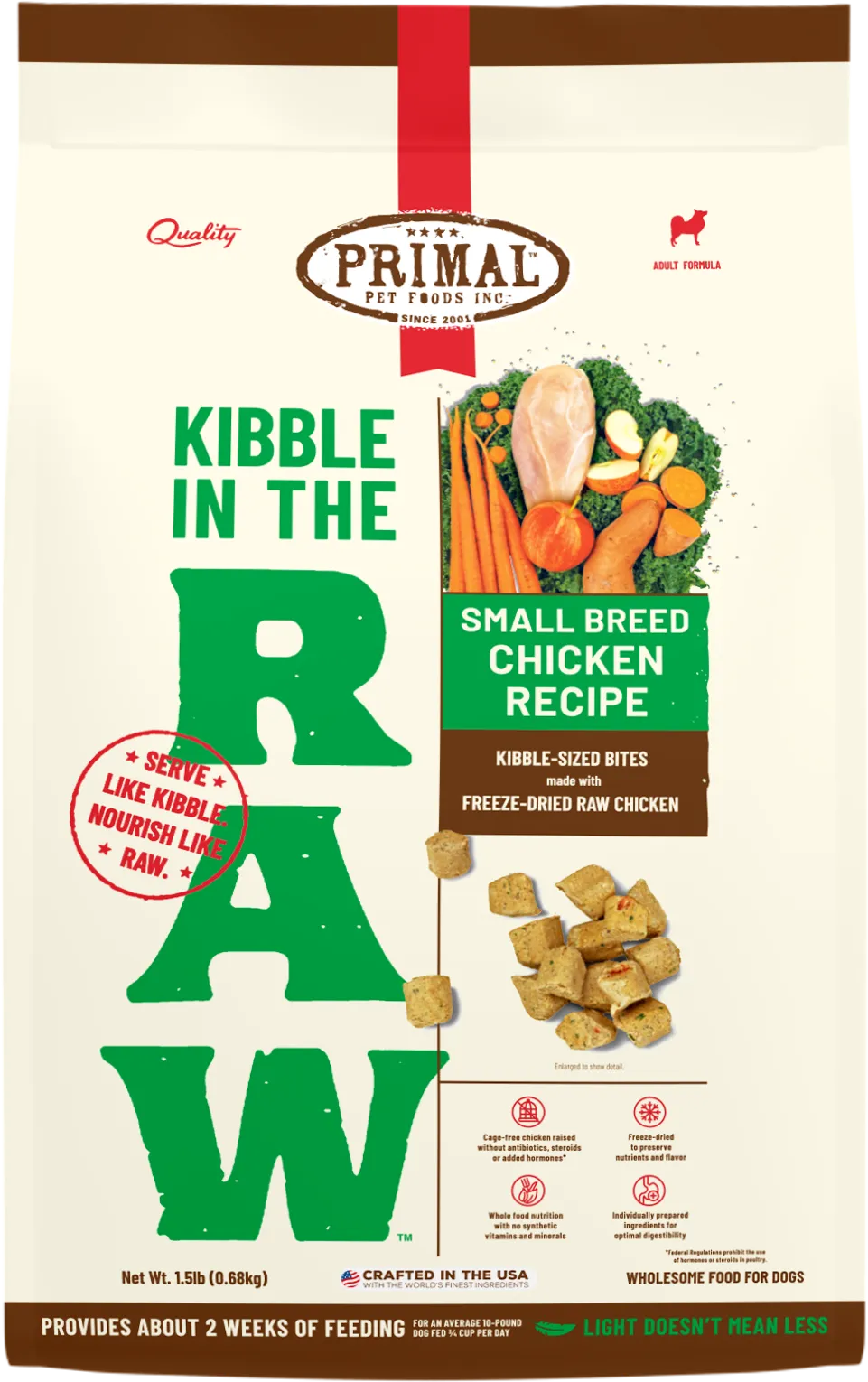 Primal Kibble in the Raw Freeze-Dried Chicken - Small Breed Dog Food