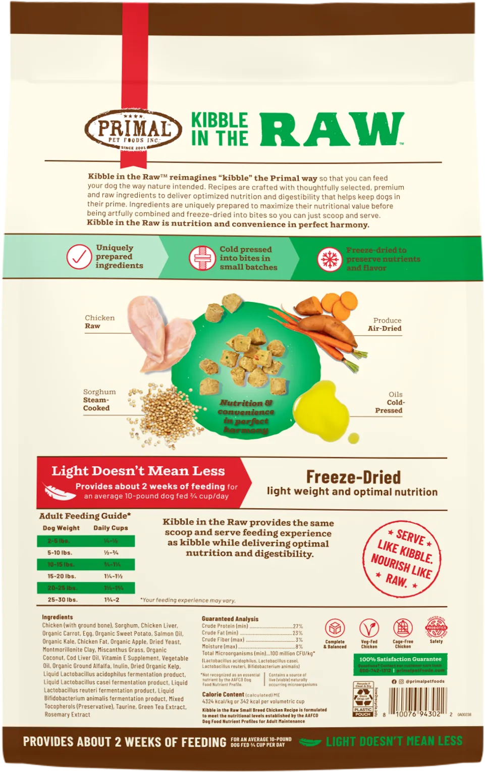 Primal Kibble in the Raw Freeze-Dried Chicken - Small Breed Dog Food