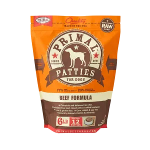 Primal Patties Beef Formula Frozen Raw Dog Food 6 lbs