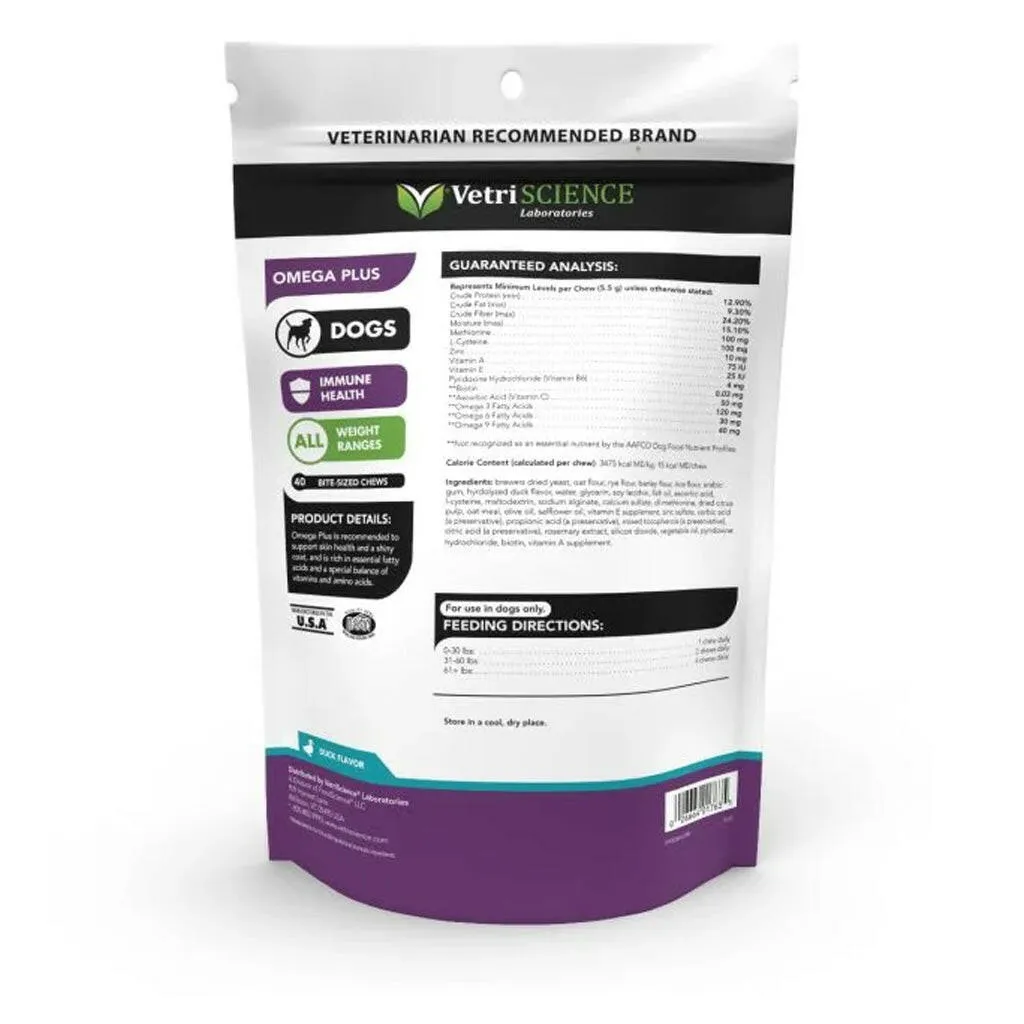 VetriScience Omega Plus Advanced Skin Supplement for Dogs (40 chews)