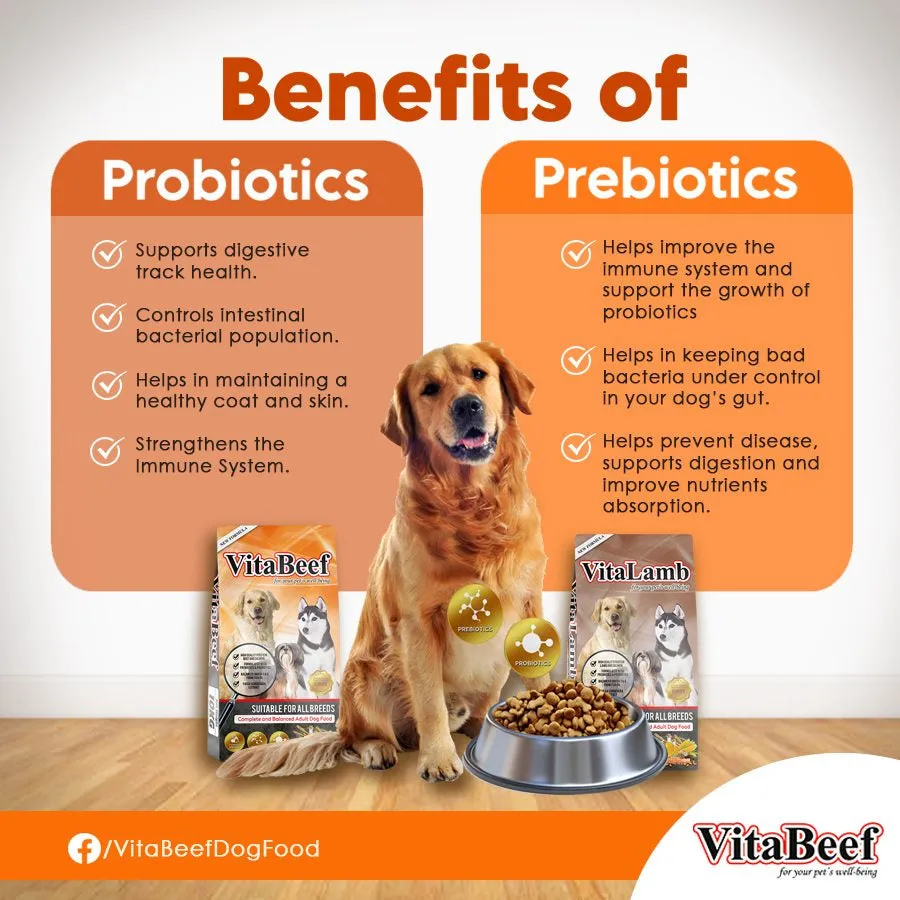 VitaBeef/VitaLamb Original Packaging Dry Dog Food 10kg Sack for Adult/Puppy