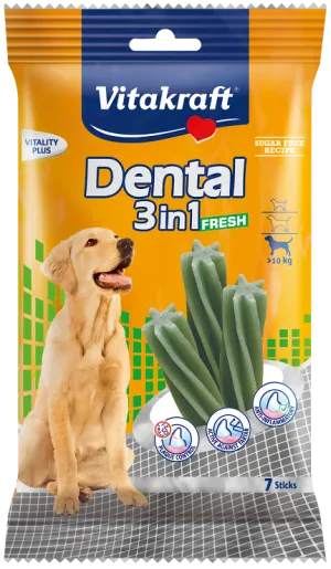 Vitakraft Dental 3-In-1 Fresh Medium Dog Treat 7ct