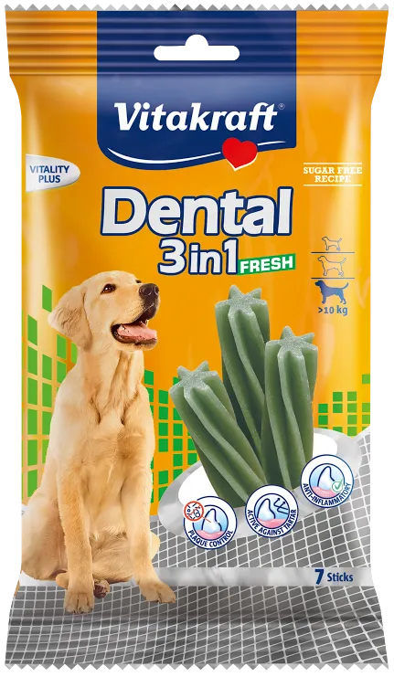 Vitakraft Dental 3-In-1 Fresh Medium Dog Treat 7ct