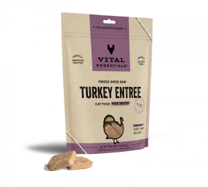 Vital Essentials Grain Free Turkey Dinner Patties Freeze Dried Raw Food for Cats