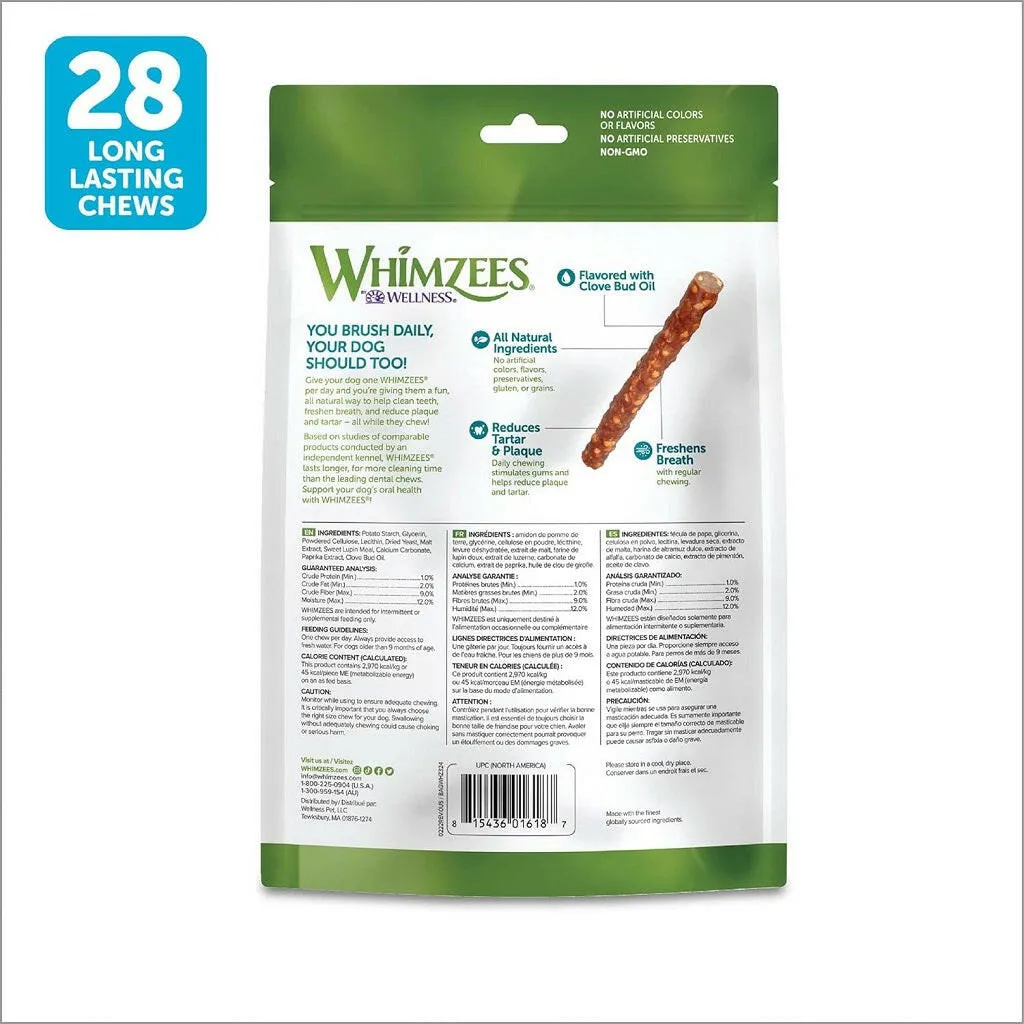 Whimzees by Wellness Dental Chew Veggie Sausage For Small Dog  (28 Pack)