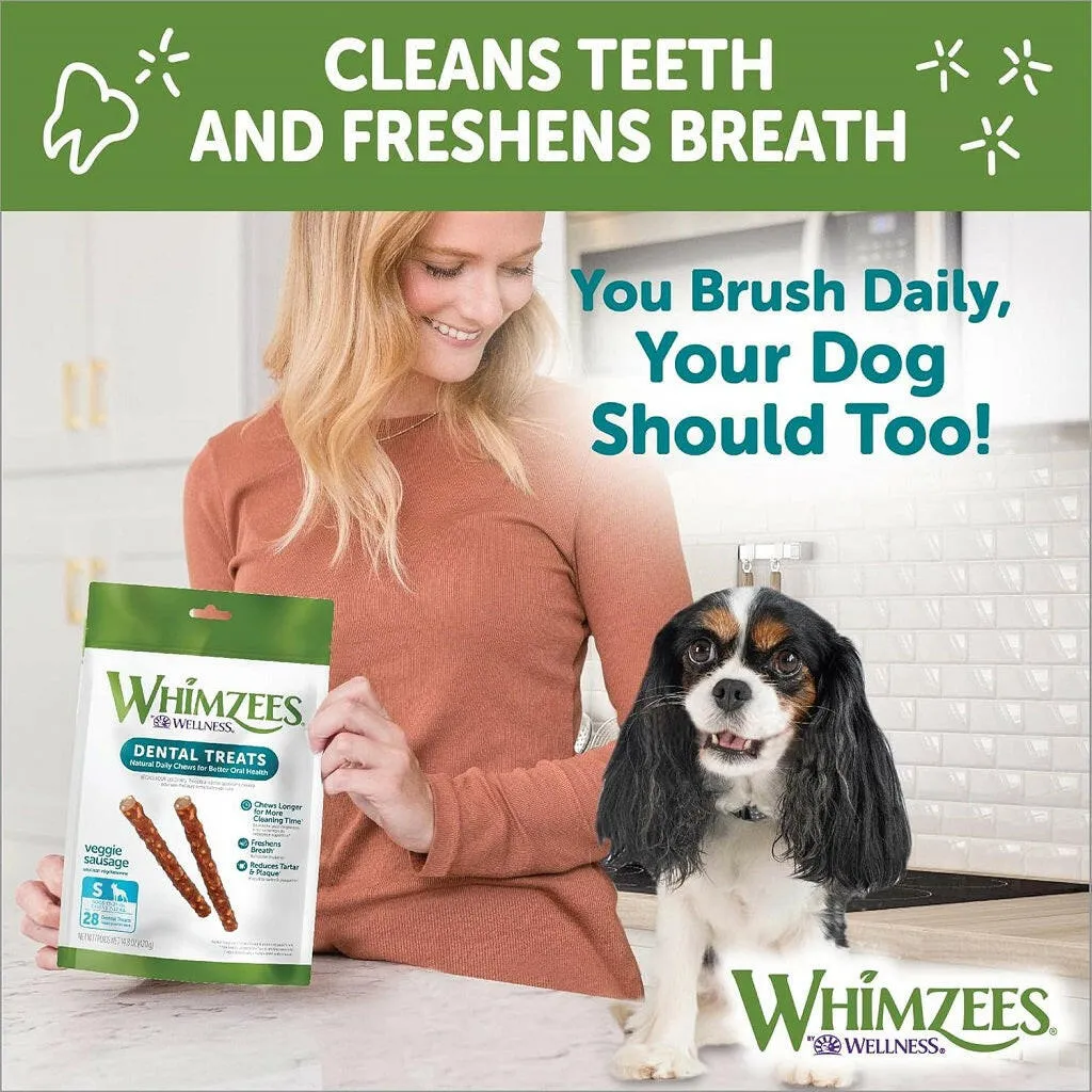 Whimzees by Wellness Dental Chew Veggie Sausage For Small Dog  (28 Pack)