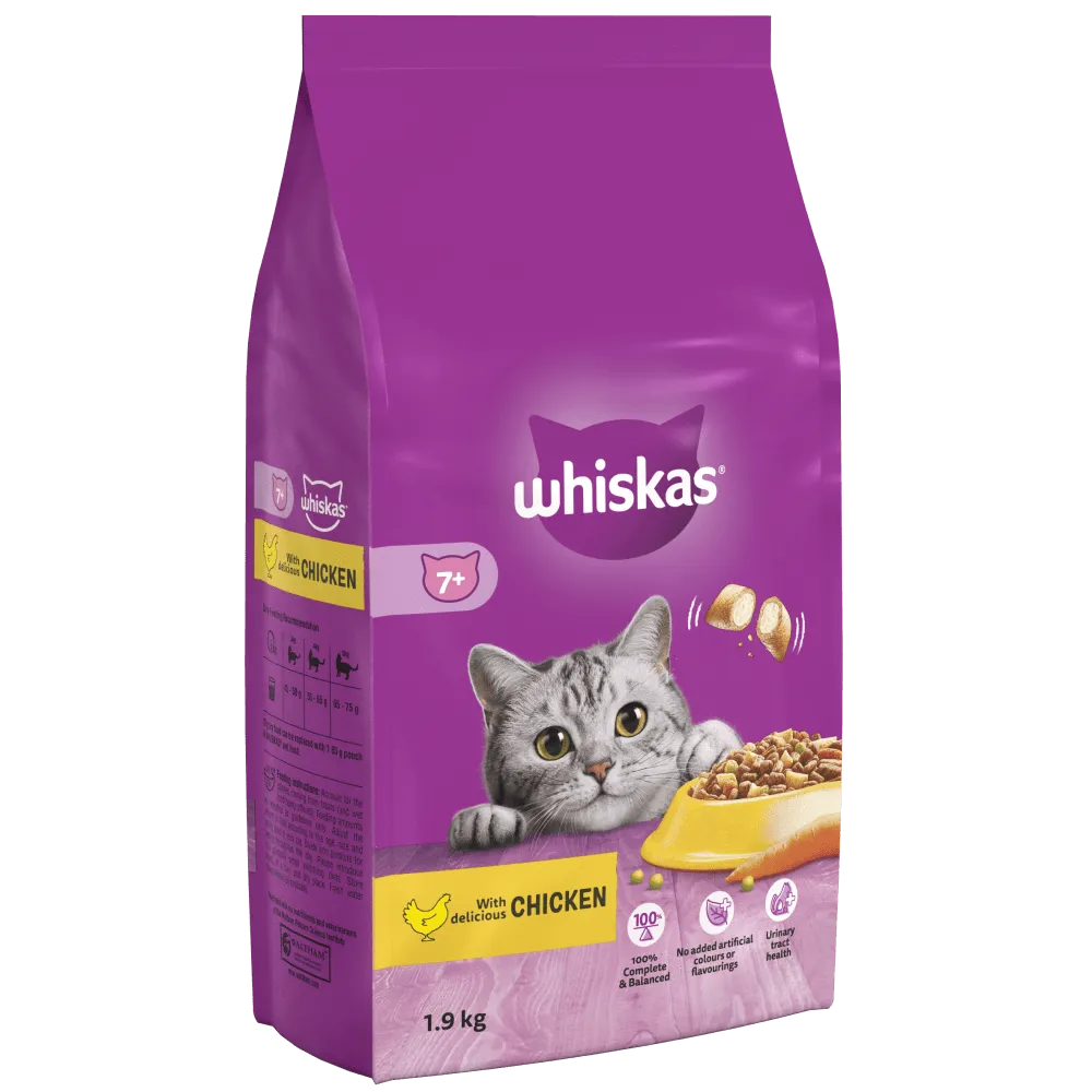 Whiskas Senior Cat 7  Complete Dry Cat Food With Chicken 1.9kg