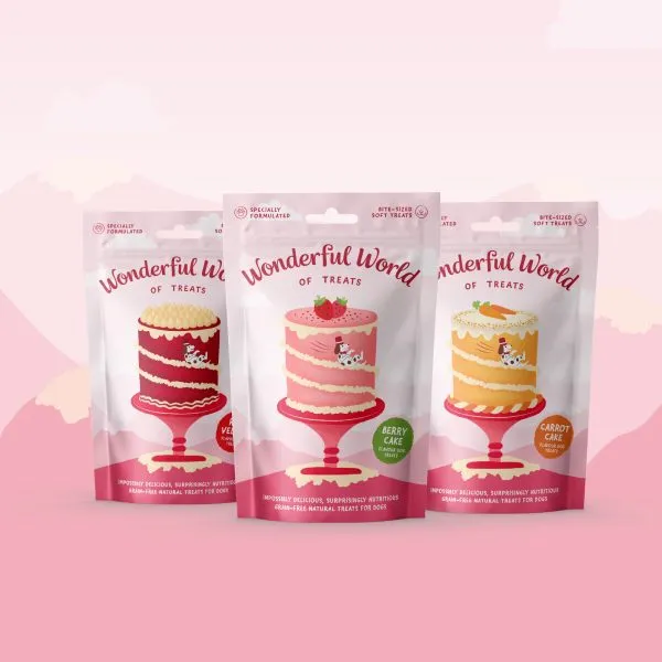Wonderful World of Treats | Wheat Gluten Free, Natural Hand Baked Dog Biscuits | Red Velvet Cake 50g