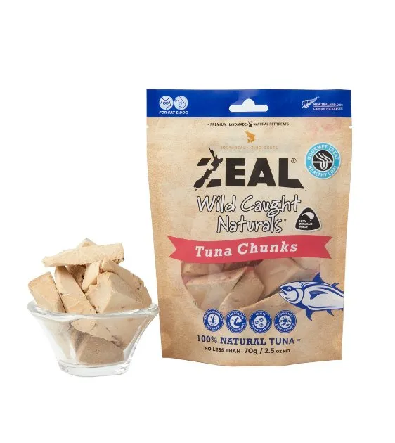 Zeal Wild Caught Naturals Freeze Dried Cat and Dog Treats (Tuna Chunks)